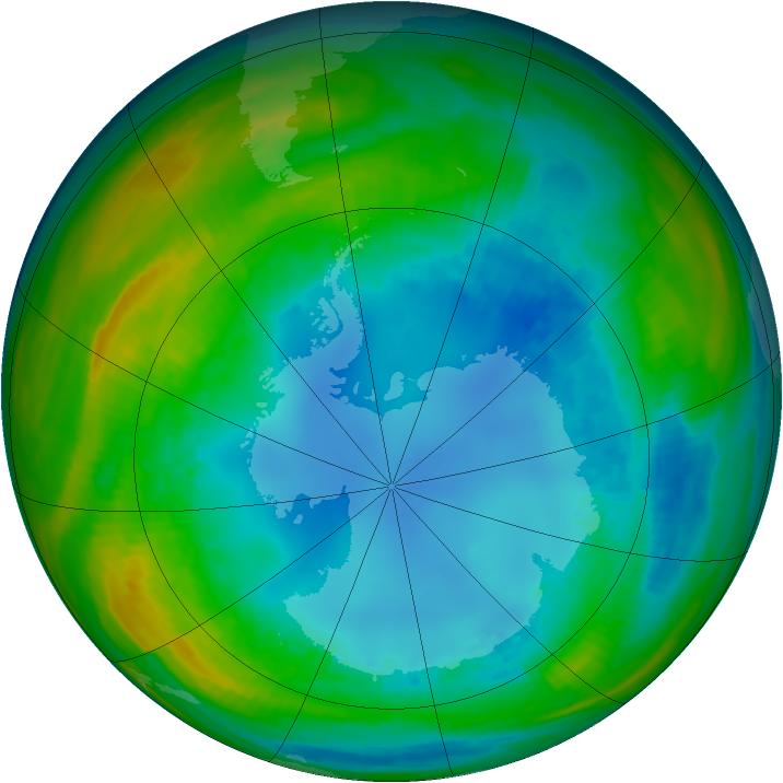 Antarctic ozone map for 10 August 1987